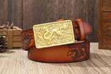 Ceinture Dragon<br> Fine en Cuir Rouge - Dragon-chinois