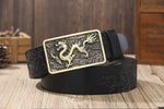 Ceinture Dragon<br> Fine en Cuir Rouge - Dragon-chinois