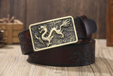 Ceinture Dragon<br> Fine en Cuir Rouge - Dragon-chinois
