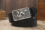 Ceinture Dragon<br> Fine en Cuir Rouge - Dragon-chinois