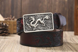 Ceinture Dragon<br> Fine en Cuir Rouge - Dragon-chinois