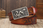 Ceinture Dragon<br> Fine en Cuir Rouge - Dragon-chinois