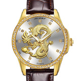 Montre Dragon<br> Cuir Marron Large - Dragon-chinois