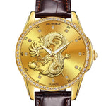 Montre Dragon<br> Bracelet en Cuir Marron - Dragon-chinois