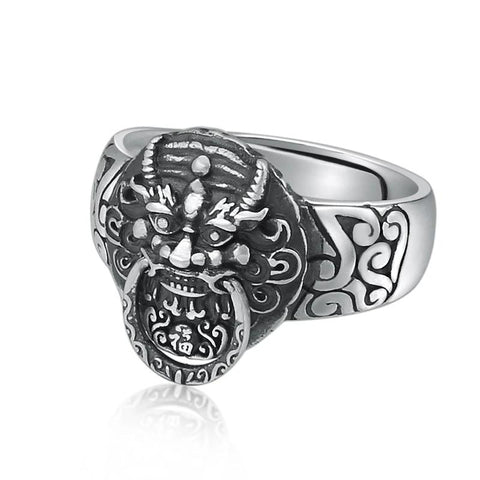 Bague Dragon<br> Pouvoir Bouddhiste "Argent" - Dragon-chinois