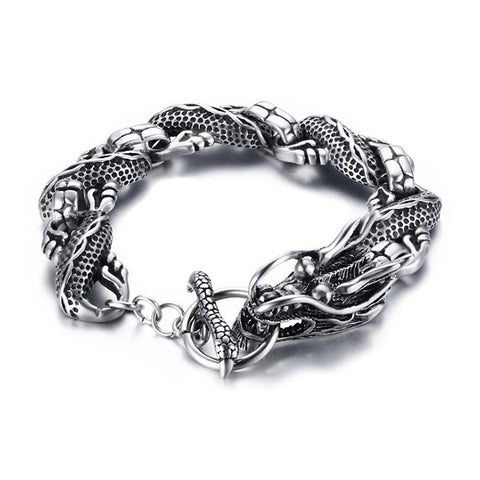 Bracelet Dragon <br> Noir "Acier" - Dragon-chinois