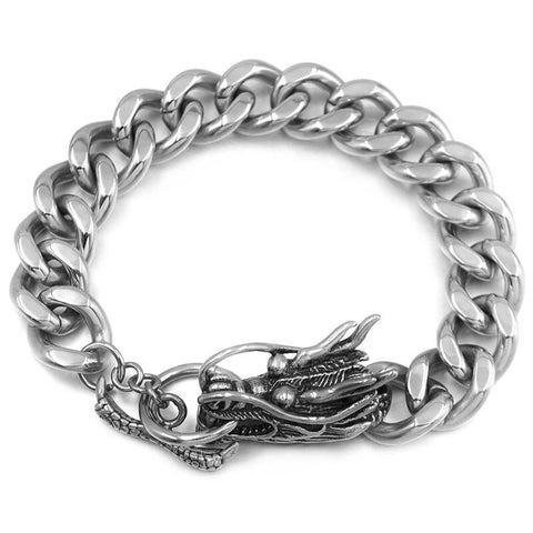 Bracelet Dragon<br>Maille Américaine "Acier" - Dragon-chinois