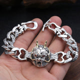 Bracelet Dragon <br> Grosse Maille Massif Femme "Argent" - Dragon-chinois