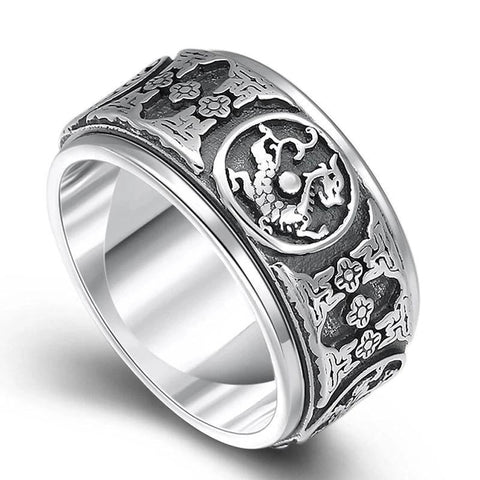 Bague Dragon<br> Tournante "Argent" - Dragon-chinois