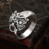 Bague Dragon<br> Tibétaine "Argent" - Dragon-chinois