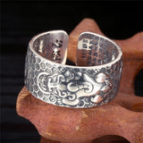 Bague Dragon<br> Mantra Tibétain "Argent" - Dragon-chinois