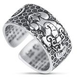 Bague Dragon<br> Mantra Tibétain "Argent" - Dragon-chinois