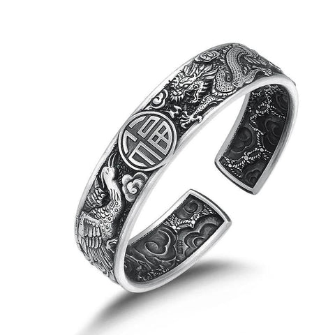 Bracelet Dragon <br> Jonc Impérial "Argent" - Dragon-chinois