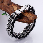 Bracelet Dragon <br> Cuir Homme "Acier" - Dragon-chinois