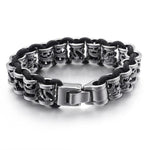 Bracelet Dragon <br> Cuir Homme "Acier" - Dragon-chinois