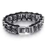 Bracelet Dragon <br> Cuir Homme "Acier" - Dragon-chinois