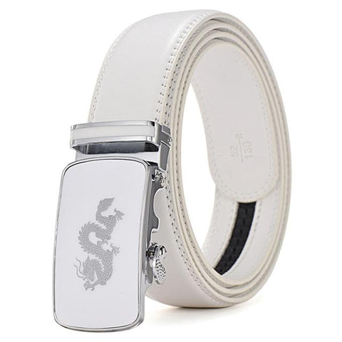 Ceinture Dragon<br> Cuir Blanc - Dragon-chinois