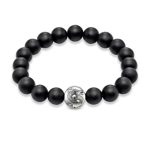 Bracelet Dragon <br> Perle Élastique "Argent" - Dragon-chinois