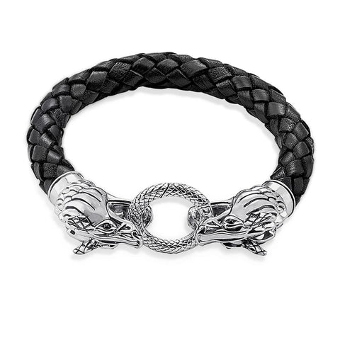 Bracelet Dragon <br> Massif Tressé "Argent" - Dragon-chinois