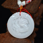 Collier Dragon<br> Perle de Jade Blanc - Dragon-chinois
