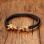 Bracelet Dragon<br> Jonc en Or "Acier" - Dragon-chinois