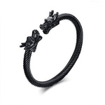Bracelet Dragon<br> Jonc Noir "Acier" - Dragon-chinois