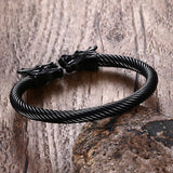 Bracelet Dragon<br> Jonc Noir "Acier" - Dragon-chinois