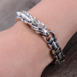 Bracelet Dragon<br> Maille Serrée en Relief "Argent" - Dragon-chinois