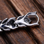 Bracelet Dragon<br> Maille Serrée en Relief "Argent" - Dragon-chinois