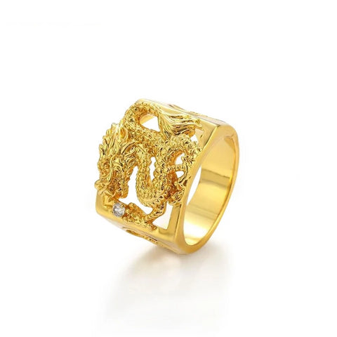 Chevalière Dragon<br> Homme Serpent "Or" - Dragon-chinois