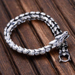 Bracelet Dragon<br> Maille Serrée en Relief "Argent" - Dragon-chinois