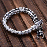 Bracelet Dragon<br> Maille Serrée en Relief "Argent" - Dragon-chinois