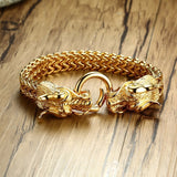 Bracelet Dragon<br> Maillon d'Or "Acier" - Dragon-chinois