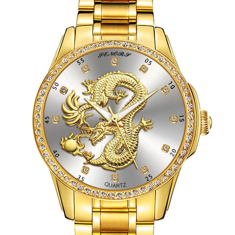 Montre Dragon<br> Bracelet  Mécanique en Acier - Dragon-chinois