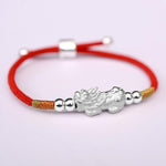 Bracelet Dragon<br> Tressé en Fil de Coton "Argent" - Dragon-chinois