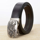 Ceinture Dragon<br> Cuir Marron Homme - Dragon-chinois