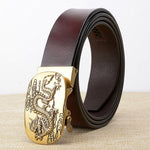 Ceinture Dragon<br> Cuir Marron Homme - Dragon-chinois