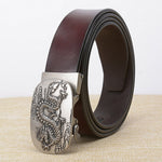 Ceinture Dragon<br> Cuir Marron Homme - Dragon-chinois