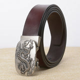 Ceinture Dragon<br> Cuir Marron Homme - Dragon-chinois