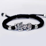 Bracelet Dragon<br> Tressé Argent Homme "Argent" - Dragon-chinois