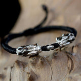 Bracelet Dragon<br> Tresse Tibétain Rouge "Argent" - Dragon-chinois