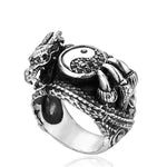 Bague Dragon<br> Yin Yang "Acier" - Dragon-chinois
