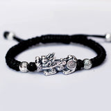 Bracelet Dragon<br> Tressé Argent Homme "Argent" - Dragon-chinois