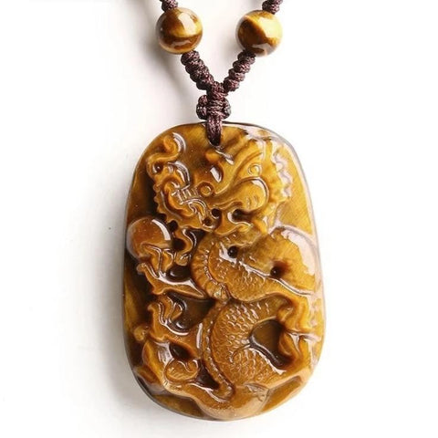 Collier Dragon<br> Collier Œil de Tigre - Dragon-chinois