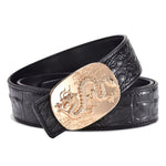 Ceinture Dragon<br> Boucle Argent en Cuir - Dragon-chinois