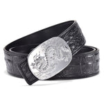 Ceinture Dragon<br> Boucle Argent en Cuir - Dragon-chinois