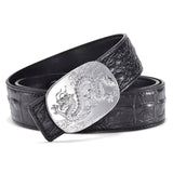 Ceinture Dragon<br> Boucle Argent en Cuir - Dragon-chinois