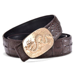 Ceinture Dragon<br> Boucle Argent en Cuir - Dragon-chinois
