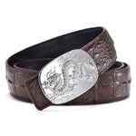 Ceinture Dragon<br> Boucle Argent en Cuir - Dragon-chinois