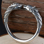 Bracelet Dragon<br> Jonc Massif Plein "Argent - Dragon-chinois